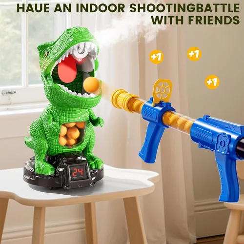 Vista 3 de Disparo de dinosaurios movibles para juguetes para niños de 4 a 6 años, juegos electrónicos para niños con lanzador de bomba de aire, registro