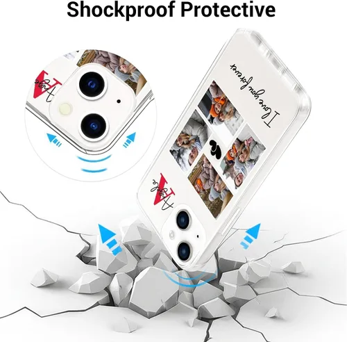 Vista 5 de Custom Personalized Phone Case for iPhone 17 16e 16 15 14 13 12 11 Pro Max Plus XR X SE 8 7 6, Soft TPU Anti-Drop Protective Case, for Couples