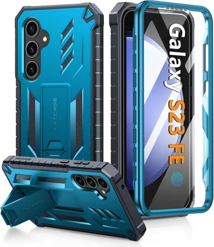 Vista 8 de FNTCASE para Samsung Galaxy S23-FE Funda: Funda protectora dura de grado militar con atril Protector de pantalla Funda protectora a prueba