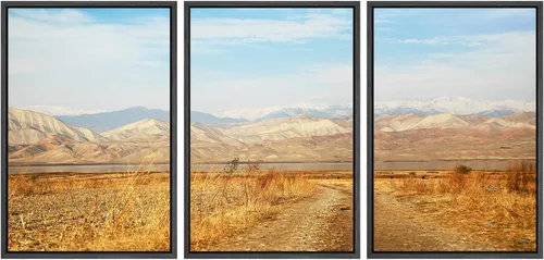 Vista 66 de SIGNWIN Lienzo enmarcado para pared, juego de arte nublado de tormenta, cielo, bosque otoñal, árboles, rústico, naturaleza, fotografía, realismo