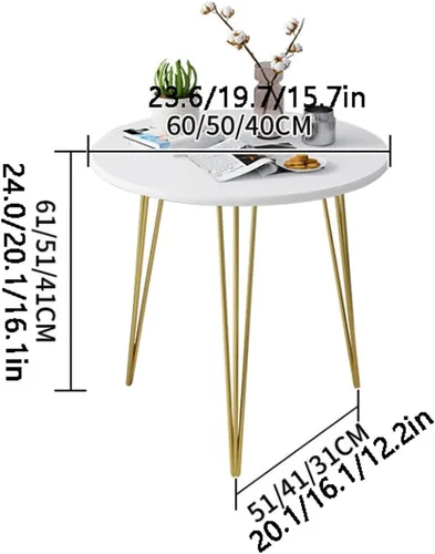 Vista 3 de Mesa de Centro - Mesa de centro redonda pequeña con trípode de metal, mesa auxiliar nórdica simple, mesa auxiliar de sofá de mesa de MDF para sala