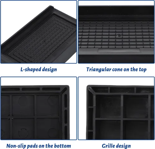 Vista 4 de Paquete de 4 elevadores rectangulares para cama de 3 pulgadas, bloques elevadores de escritorio en forma de L, resistentes y ajustables, para cama