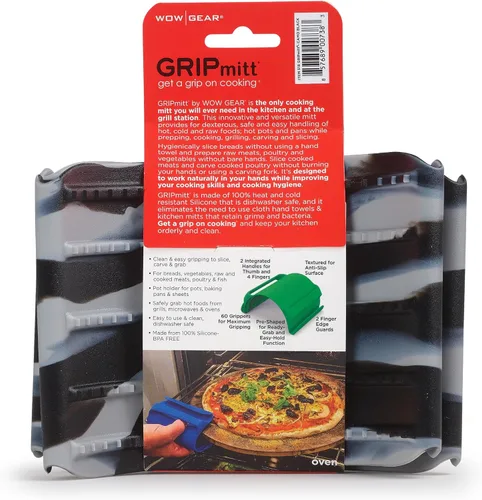 Vista 4 de Juego de 2 guantes de cocina de silicona (pequeño/mediano, negro)