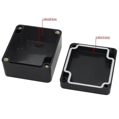 Vista 3 de Caja eléctrica de plástico ABS IP65, caja de conexiones impermeable, caja de proyectos, carcasa universal para electrónica, color negro, 2.48 x 2.28
