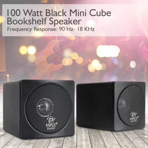 Vista 4 de Pyle Home - Mini cubos de 3 pulgadas, altavoces pequeños de estantería de 100 W con controlador de cono de papel de 3 pulgadas, 8 ohmios, par