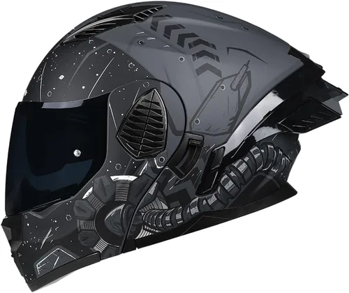 Vista 8 de Casco de Motociclista de Cara Completa con Visera Dual y Abatible para Adultos, Hombres y Mujeres, Integrado para Motocicleta, Calle, Ciclomotor