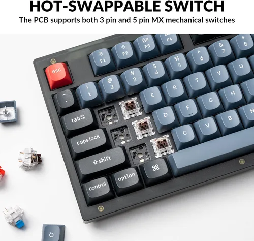Vista 2 de Keychron V5 - Perilla de teclado mecánico personalizada con cable, diseño del 96% QMKVIA programable con intercambiable en caliente Keychron K Pro