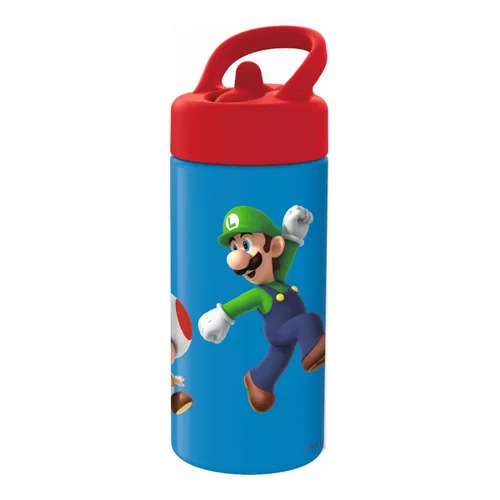 Vista 2 de Botella de Agua Super Mario Rojo Azul (410 ml)