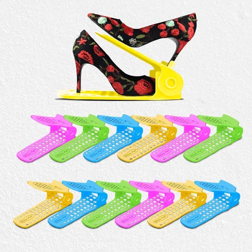Vista 11 de Shoepal - Organizador de ranuras para zapatos, apilador ajustable y ahorro de espacio de almacenamiento, soporte de zapatos de doble cubierta