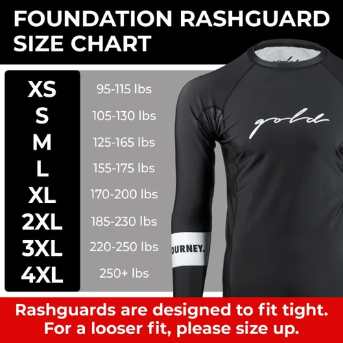 Vista 2 de Gold BJJ Fundación Rash Guard - Rashguard clasificado No-Gi y Gi Jiu Jitsu