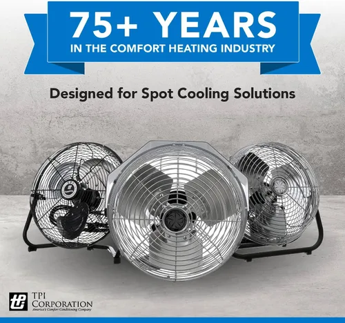 Vista 16 de TPI Corporation CACU30WO Ventilador oscilante de montaje en pedestal de alta velocidad de 30 pulgadas para garaje, comercial, industrial, motor de 3