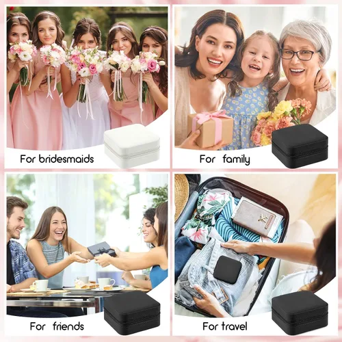 Vista 7 de 12 piezas de joyería de viaje cajas de regalo para dama de honor organizador de viaje caja de joyería pequeña caja de almacenamiento para mujeres
