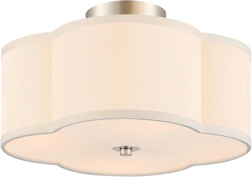 Vista 15 de VONLUCE Lámpara de techo semiempotrada de 12.6 pulgadas, moderna lámpara de techo de 3 luces con pantalla en forma de pétalos blancos, 3 enchufes