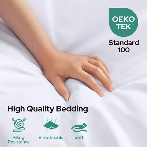 Vista 64 de HOMEIDEAS Sábanas de cama tamaño completo – Juego de 6 piezas (azul aguamarina) – Sábanas de ropa de cama de microfibra cepillada extra suave