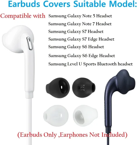 Vista 4 de Eartips - Puntas de repuesto de silicona suave compatibles con Samsung Galaxy Note 5/Note 7/s7/s6/s6 Edge/Level U, 10 pares, blanco y negro
