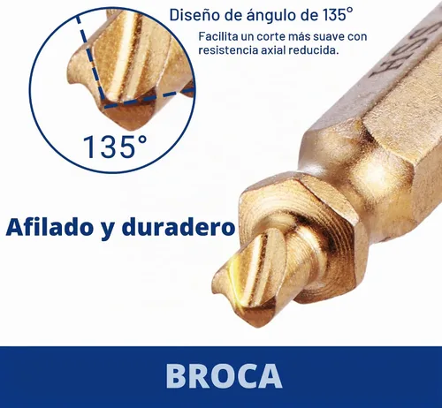 Vista 6 de WORKPRO Juego de 6 piezas de extractor de tornillos dañados, kit de extractor de pernos rotos con revestimiento de titanio, herramientas de remoción
