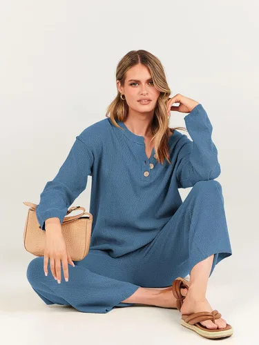 Vista 8 de ANRABESS Conjunto de 2 piezas para mujer, conjunto de suéter holgado holgado de punto de gran tamaño, conjunto de ropa de descanso a juego de moda