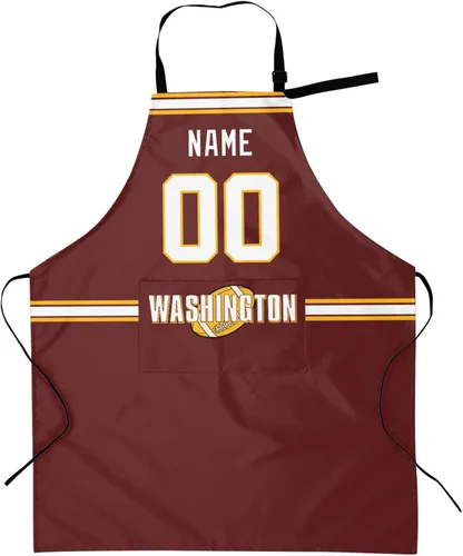 Vista 9 de Delantal con bolsillos, nombre personalizado y número, regalos personalizados para hombres y mujeres fanáticos del fútbol