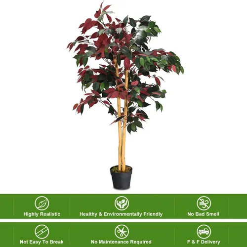 Vista 7 de Paquete de 2 ficus artificiales de 4 pies para decoración de interiores y exteriores