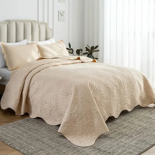 Vista 23 de Auemtyn Juego de edredón de tamaño Full/Queen de 3 piezas, colcha de verano suave y ligera, cobertor de cama de microfibra reversible para todas