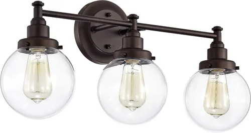 Vista 2 de Chloe Lighting Milo - Accesorio de tocador de baño de bronce aceitado de 3 luces de transición de 24 pulgadas de ancho