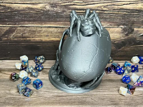Vista 4 de MunnyGrubbers - Torre de dados de calavera de 6.5 pulgadas - (7 dados al azar D20 juego incluido) - Plástico sin olor a pintura - Juego de rol
