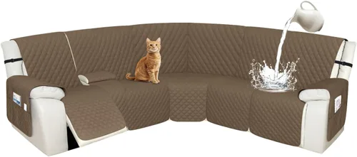 Vista 95 de Arfntevss Fundas de sofá modular reclinable, 100% impermeable, en forma de L, para sillón reclinable en forma de L, funda seccional lavable