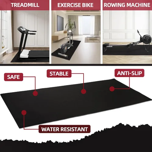 Vista 2 de Fitvids High Density Home Gym Treadmill Exercise Bike Equipment Mat, 1/4" Thick, Multiple Sizes