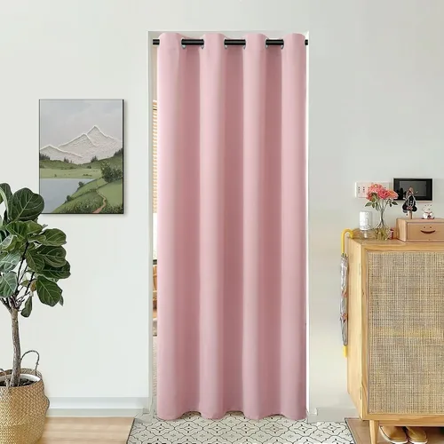 Vista 95 de BGment Cortina Oscurecedora para Puerta Corredera, Cortina Divisoria Opaca Ancha para Sala de Estar de 84 Pulgadas de Largo, Cortina Térmica de Rosa