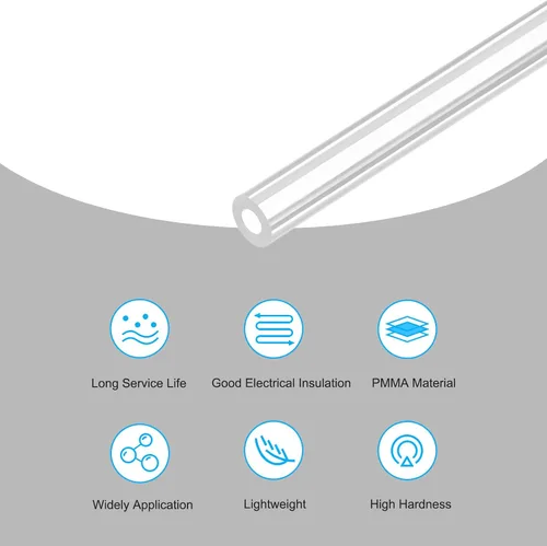 Vista 3 de MECCANIXITY Tubo redondo rígido transparente de acrílico 0.157 in ID 0.315 in OD 14" para lámparas y linternas, sistema de refrigeración por agua