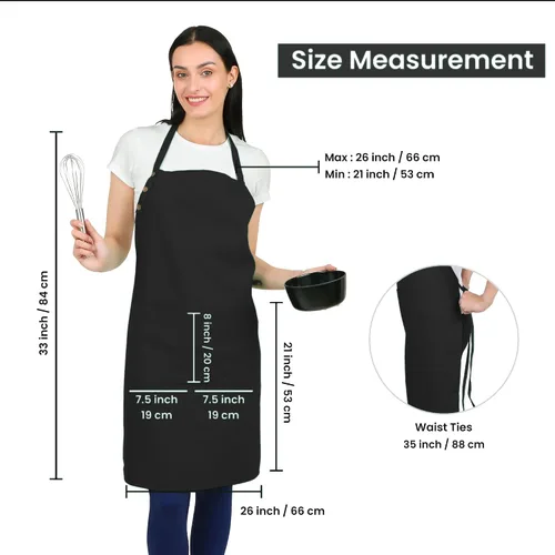 Vista 5 de Delantal de cocina de algodón resistente a las gotas de agua con delantales ajustables para mujer con bolsillos 8 opciones de color para cocinar