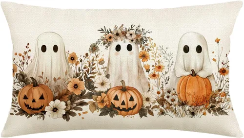 Vista 10 de Funda de almohada de Halloween de 12 x 20 pulgadas con temática otoñal de Just a Spooky Goose en disfraces de Halloween, lindas almohadas