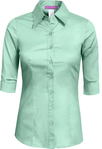 Vista 10 de NE PEOPLE Camisa de oficina con botones y manga 3/4 a medida para mujer