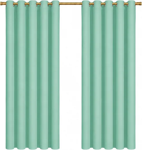 Vista 29 de KEMCO Cortinas opacas para oscurecer la habitación, con aislamiento térmico y ojales, para sala de estar, bunglow