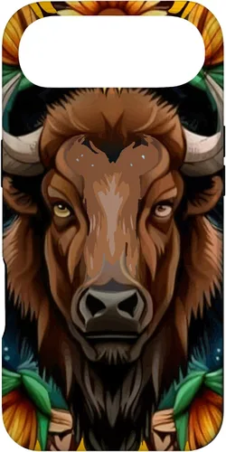 Vista 26 de American Bison with Sunflower Wreath Kansas State Tattoo Art Case for iPhone XR