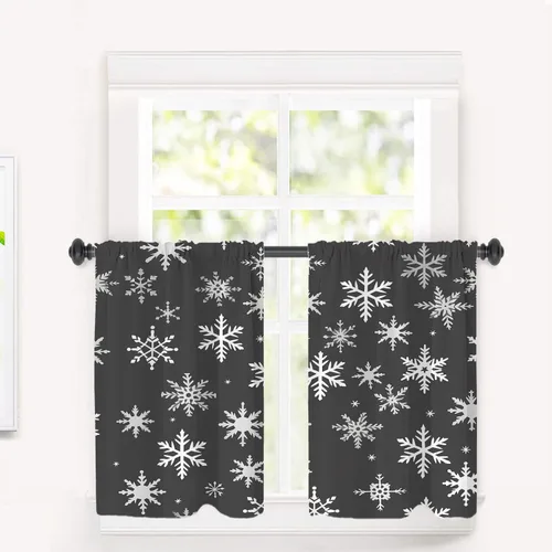 Vista 124 de Cortinas opacas de cocina con pintura al óleo de Europa rosa y negra para ventanas, cenefas opacas modernas de torre Eiffel de poliéster multicapa