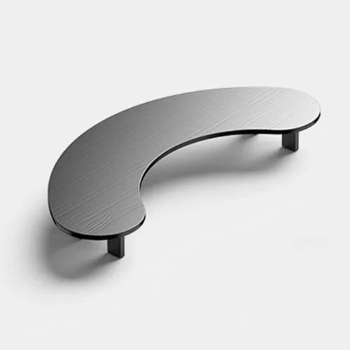 Vista 2 de Solid Wooden Curved Corner Monitor Stand – 2 Heights & 2 Sizes Arc Screen Riser for Desk Office Desktop Blanco