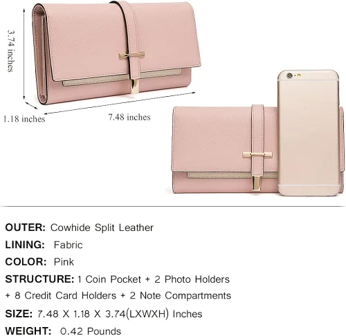 Vista 3 de CLUCI Cartera de cuero para mujer diseño delgado triple tarjetero para tarjetas de crédito Classic