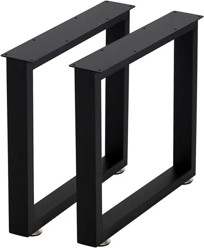 Vista 3 de Patas rectangulares industriales de metal de 16 pulgadas de altura, patas de banco de metal para mesa, diseño moderno de mediados de siglo, juego