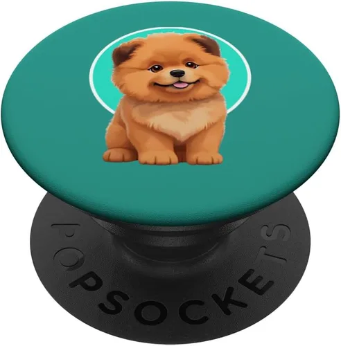 Vista 6 de Cute Happy Chow Puppy Dog Cartoon Dog to Fall in Love PopSockets MagSafe PopGrip for iPhone
