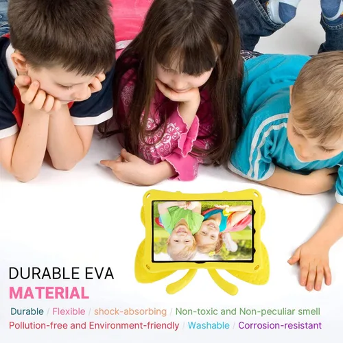 Vista 24 de FW Fire 7 - Funda para tablet para niños, Amazon Fire 7 2022, funda de mariposa con luz de atril, EVA, protección contra caídas, resistente, a