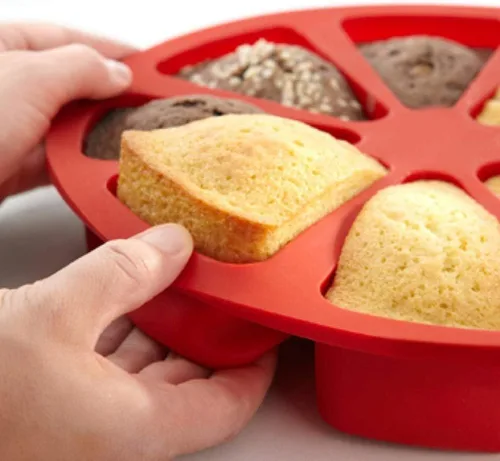 Vista 5 de Molde para scone con 8 ranuras, molde para rebanadas de pastel para hornear bollos, molde triangular de silicona para tartas, molde dividido