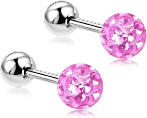 Vista 5 de Zhyaor Juego de aretes de tuerca calibre 20 para mujeres y niñas con orejas sensibles Rosca en la parte posterior, joyería del cartílago de Tragus