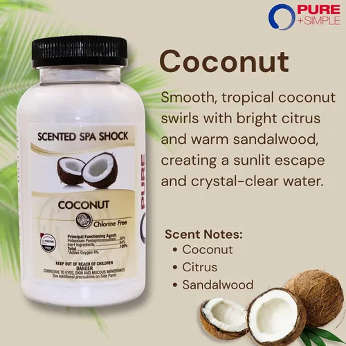 Vista 2 de Coconut Aromatherapy Spa Shock para jacuzzis y spas Tratamiento de choque oxidante sin cloro para jacuzzis Compatible con tabletas de bromo