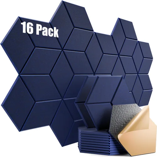 Vista 52 de Paquete de 12 paneles acústicos autoadhesivos de 12 x 10 x 0.4 pulgadas, paneles de espuma a prueba de sonido con alta densidad, elegante diseño
