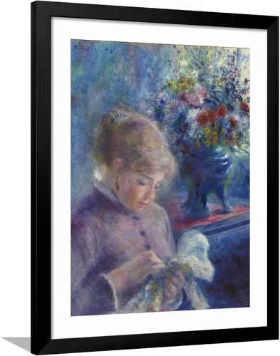 Vista 10 de ART.COM Impresiones artísticas enmarcadas para pared, costura de mujer joven, 1879 por Pierre Auguste Renoir, decoración figurativa, 12 x 16 Marco
