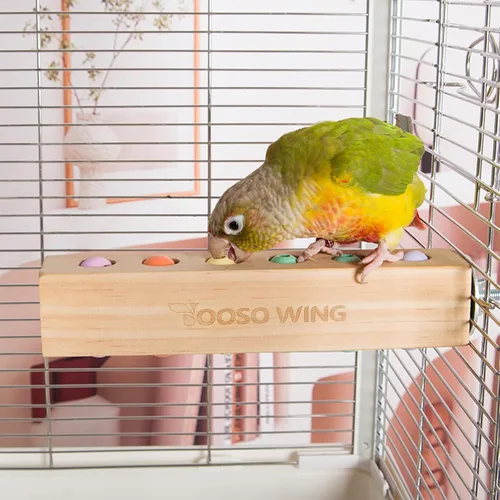 Vista 9 de Juguetes para pájaros, juguete masticable de corcho, bloque de madera, loro, juguetes de forraje, accesorios para conures, periquitos, cacatúas