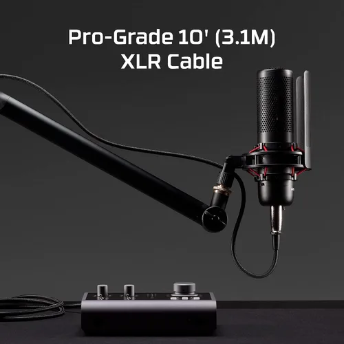 Vista 2 de HyperX Cable XLR macho a hembra, 3 pines, 10 pies - negro