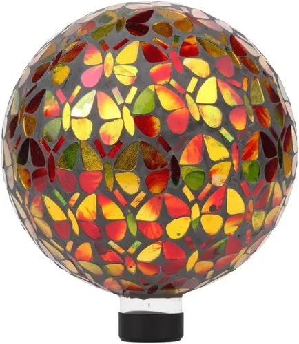Vista 8 de Lily's Home Colorida bola de vidrio de mosaico, diseñada con un impresionante patrón de mosaico holográfico de pétalos para traer color a cualquier