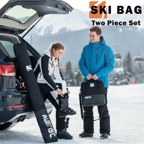Vista 8 de AUMTISC Ski and Boot Bag Combo for Air Travel Flying, Padded Two-Piece Snow Ski Bags, Adjustable Length Ski Travel Bag for Skis Up to 200cm and